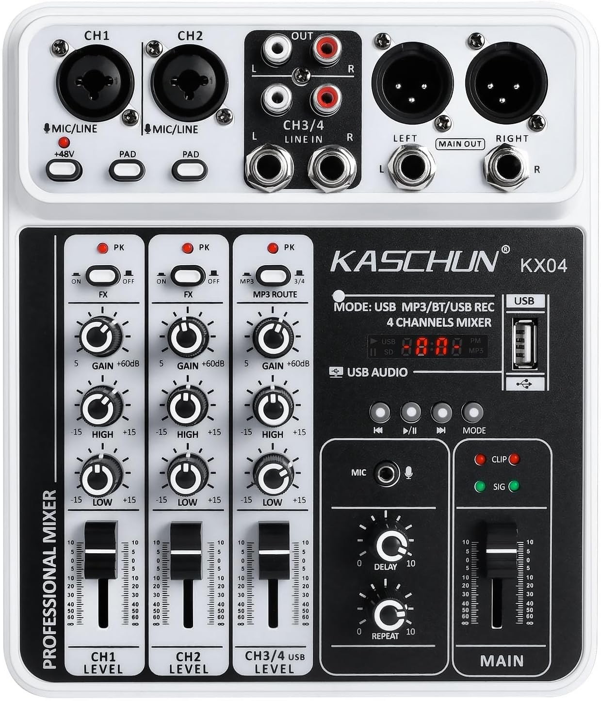 Professional 4-Channel DJ Audio Mixer Bluetooth USB MP3 Input Sound Board