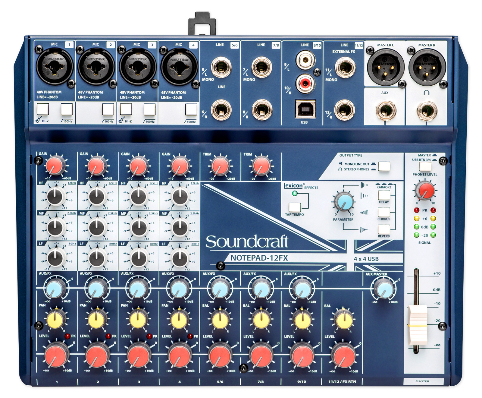 Soundcraft Notepad-12FX 12-Channel Mixer w/ 4×4 USB Interface + Lexicon Effects