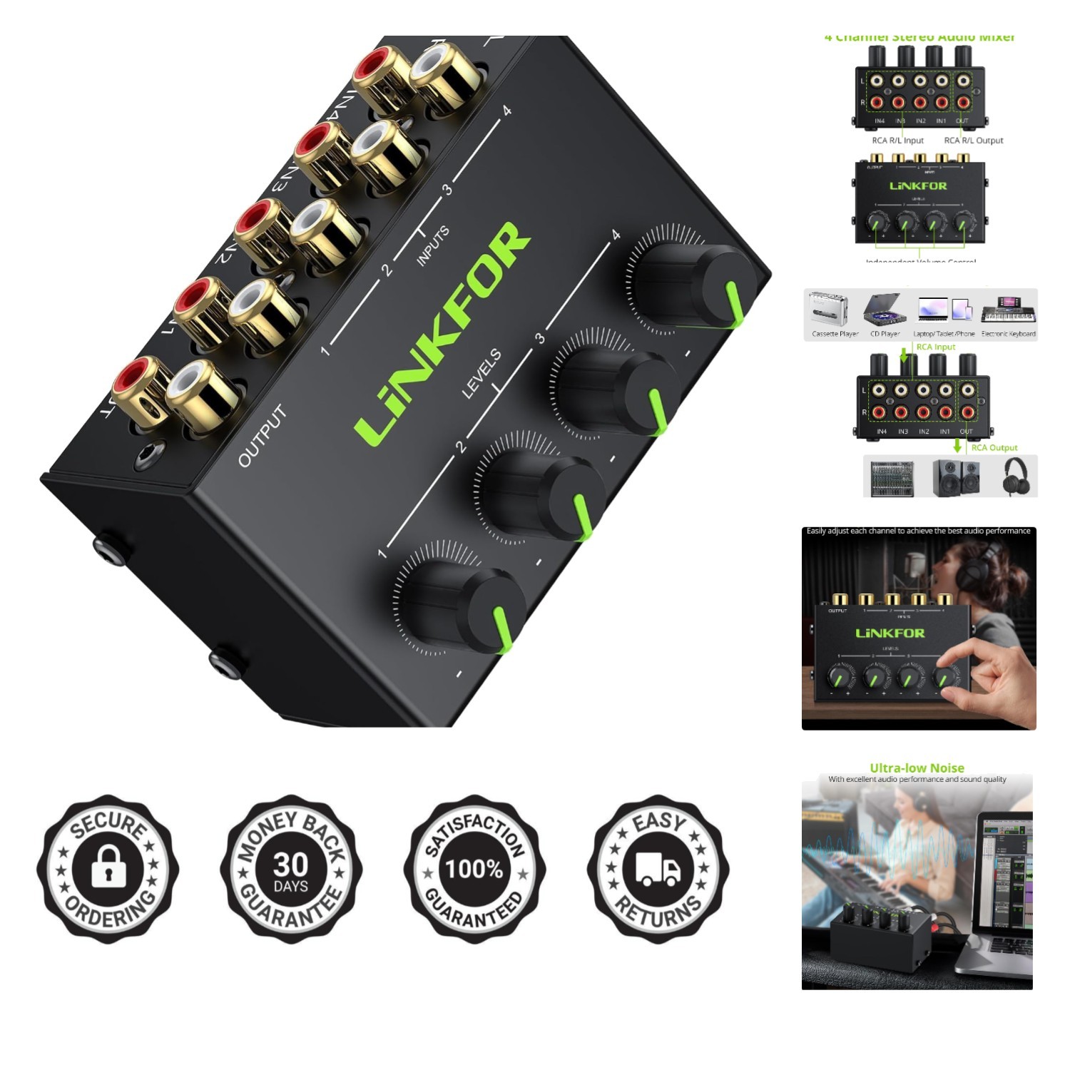 RCA Input 4-Channel Stereo Mixer CX400 – Perfect for Musicians & Audio Lovers