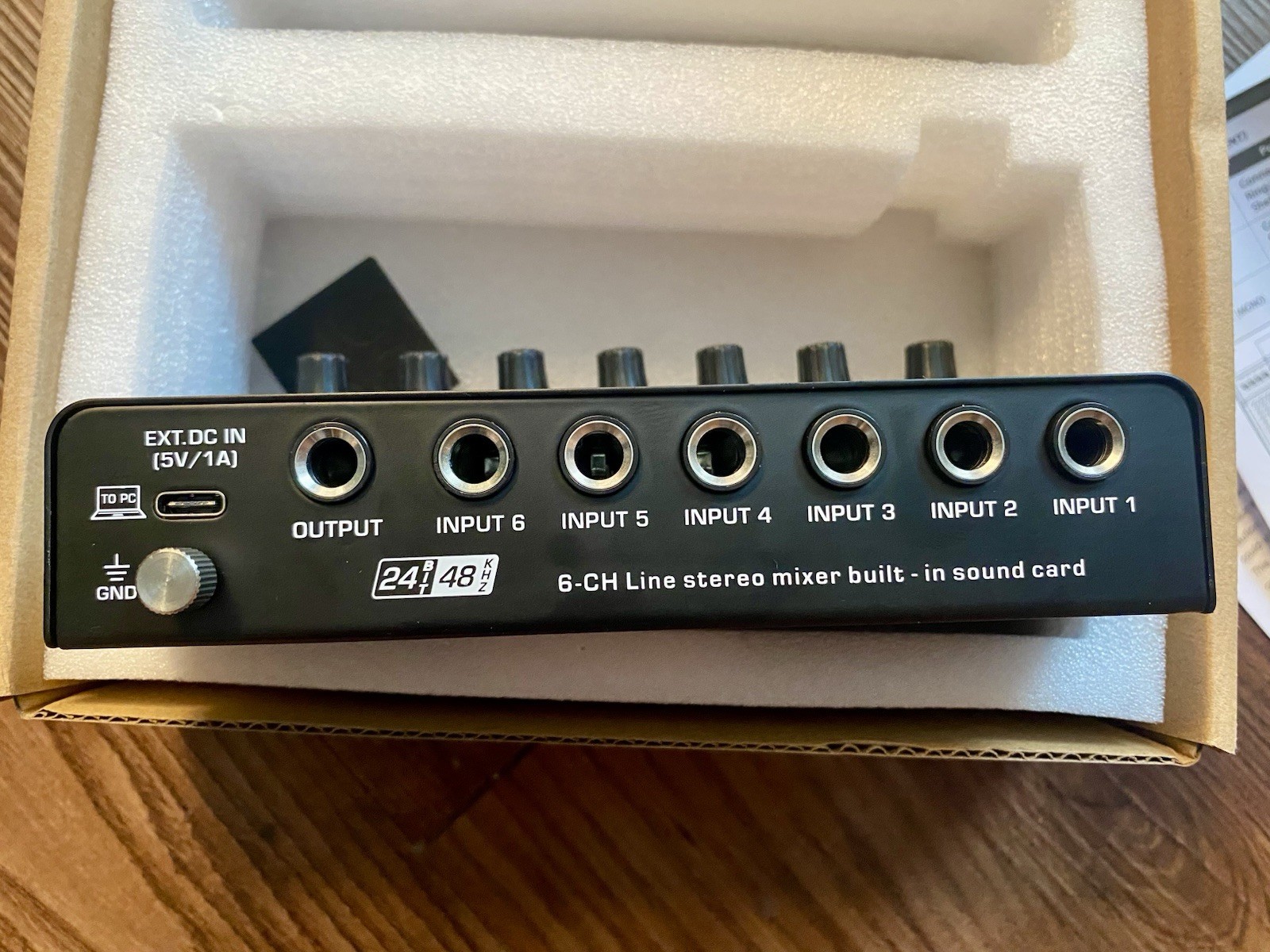 Pyle PMAX-6 6-Channel Desktop Line Mixer w/ Bluetooth USB Interface USB-C