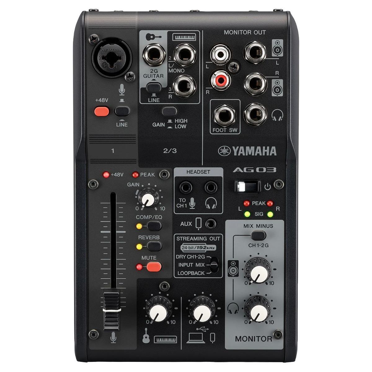 Yamaha Pro Audio AG03MK2-B Black 3-Channel Mixer/USB Interface for IOS/Mac/PC