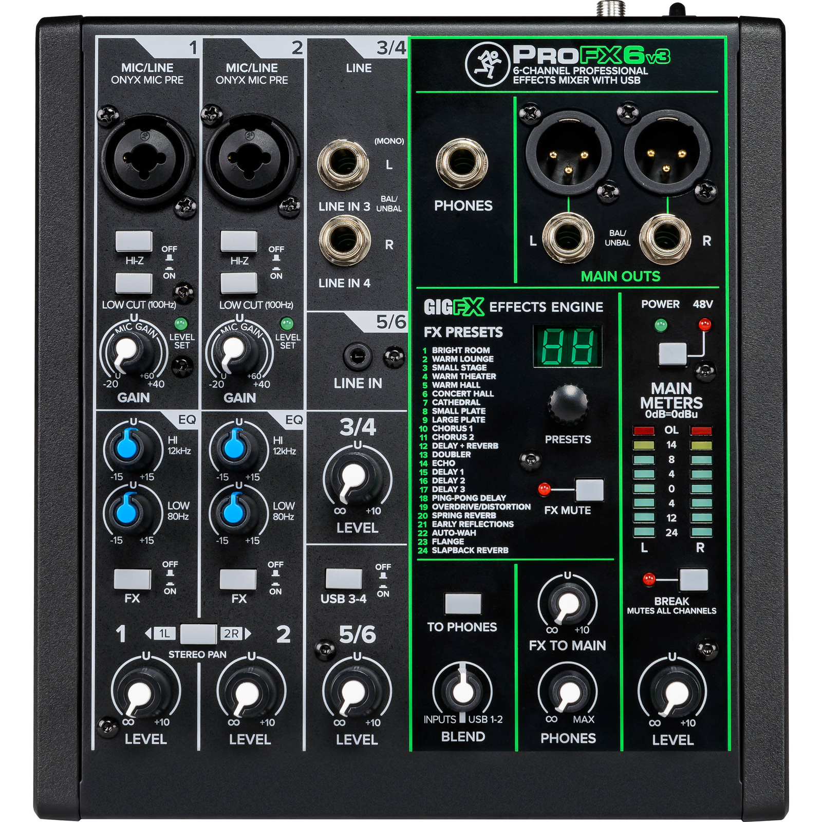 Mackie ProFX6v3 6 Channel Professional Effects Mixer with USB