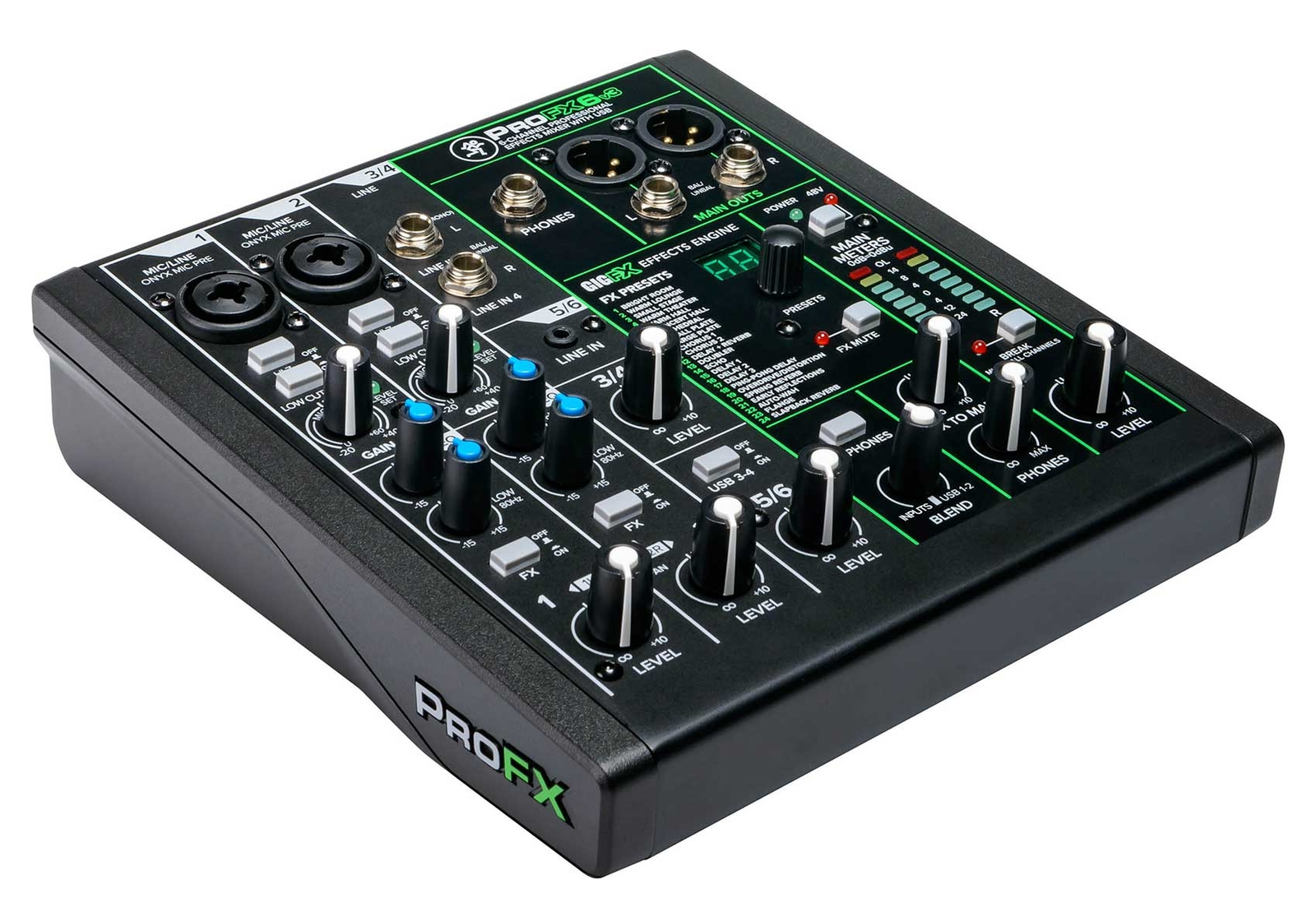 Mackie ProFX6v3 6-Channel Professional Effects Mixer w/USB ProFX6 v3+Headphones