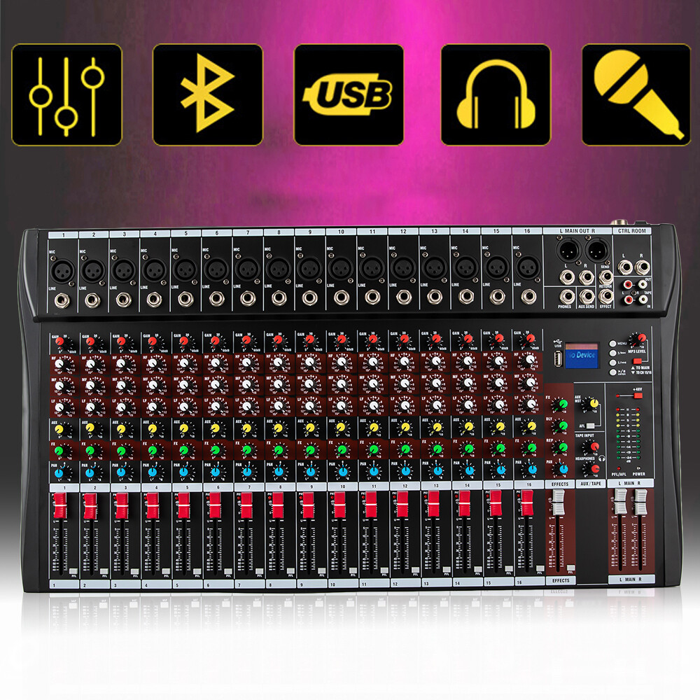 16 Channel Studio Audio Mixer Bluetooth USB Digital Sound Mixing Console Board