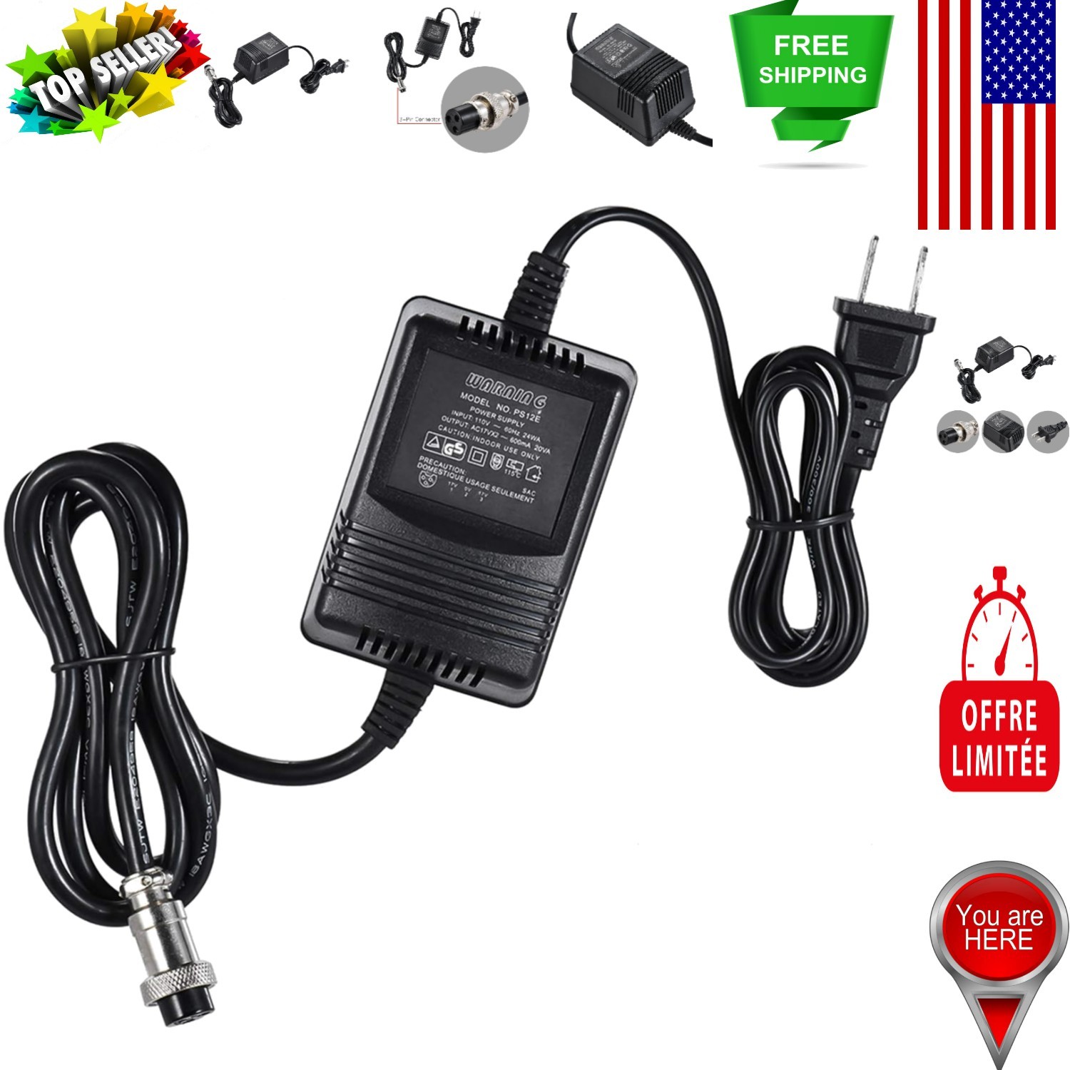 All-In-One 3-Pin Power Supply for Yamaha Mixing Consoles – 17V 600mA Performance