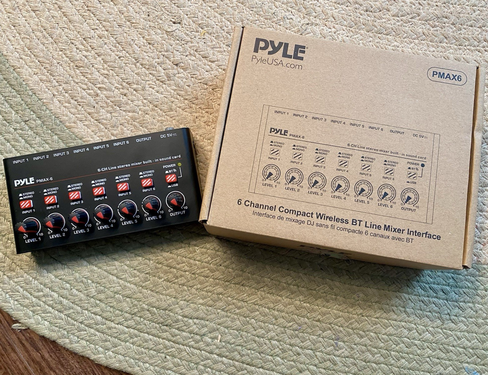 Pyle PMAX-6 6-Channel Desktop Line Mixer w/ Bluetooth USB Interface USB-C